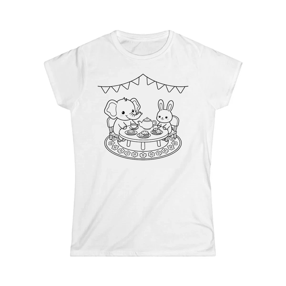 Womens T-Shirt Coloring Kit with 10 Fabric Markers - Cute Animal Tea Party