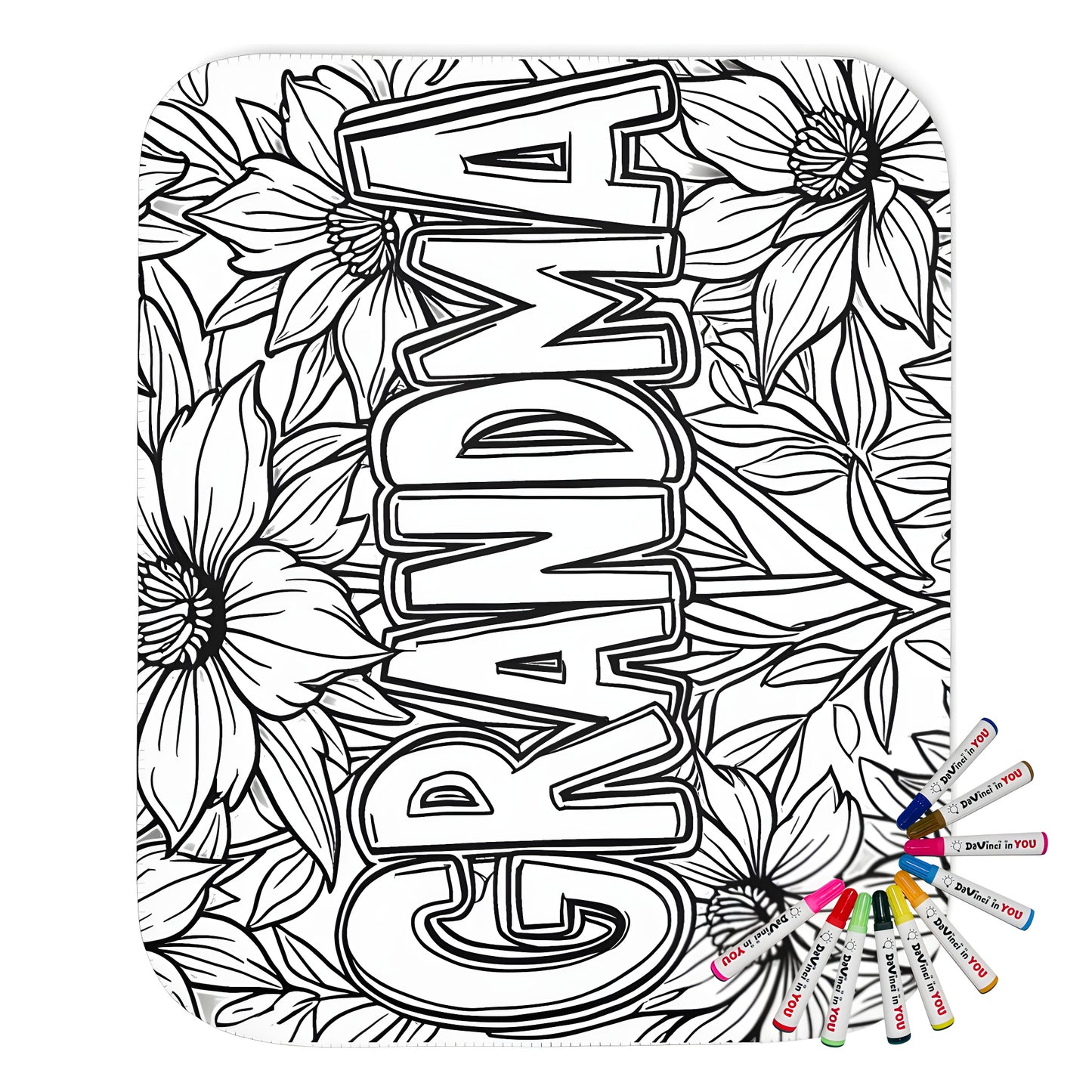 Blanket Coloring Kit with 10 Fabric Markers - Grandma
