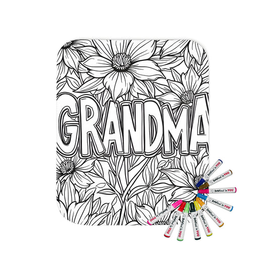 Blanket Coloring Kit with 10 Fabric Markers - Grandma