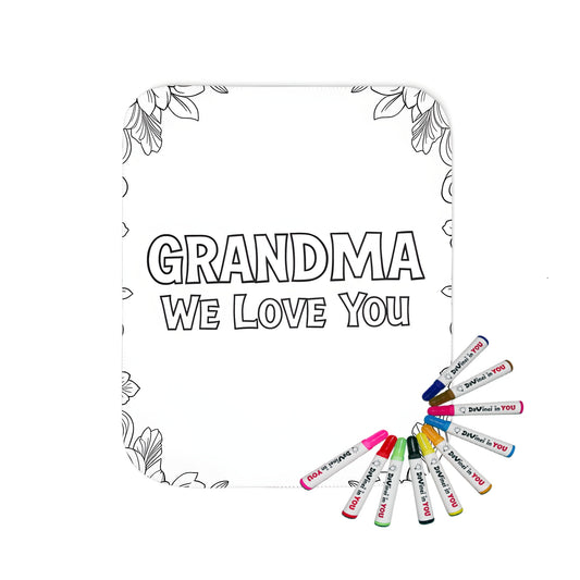 Blanket Coloring Kit with 10 Fabric Markers - Grandma Love
