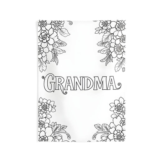 Cozy home decor tapestry featuring grandma portrait