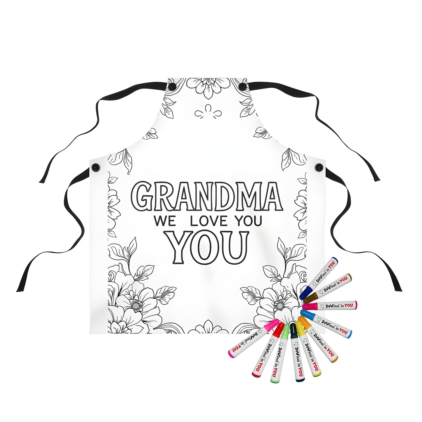 Colorful apron with grandma-themed design, perfect for grandmothers, grannies, nannas, or moms who love to spoil their loved ones