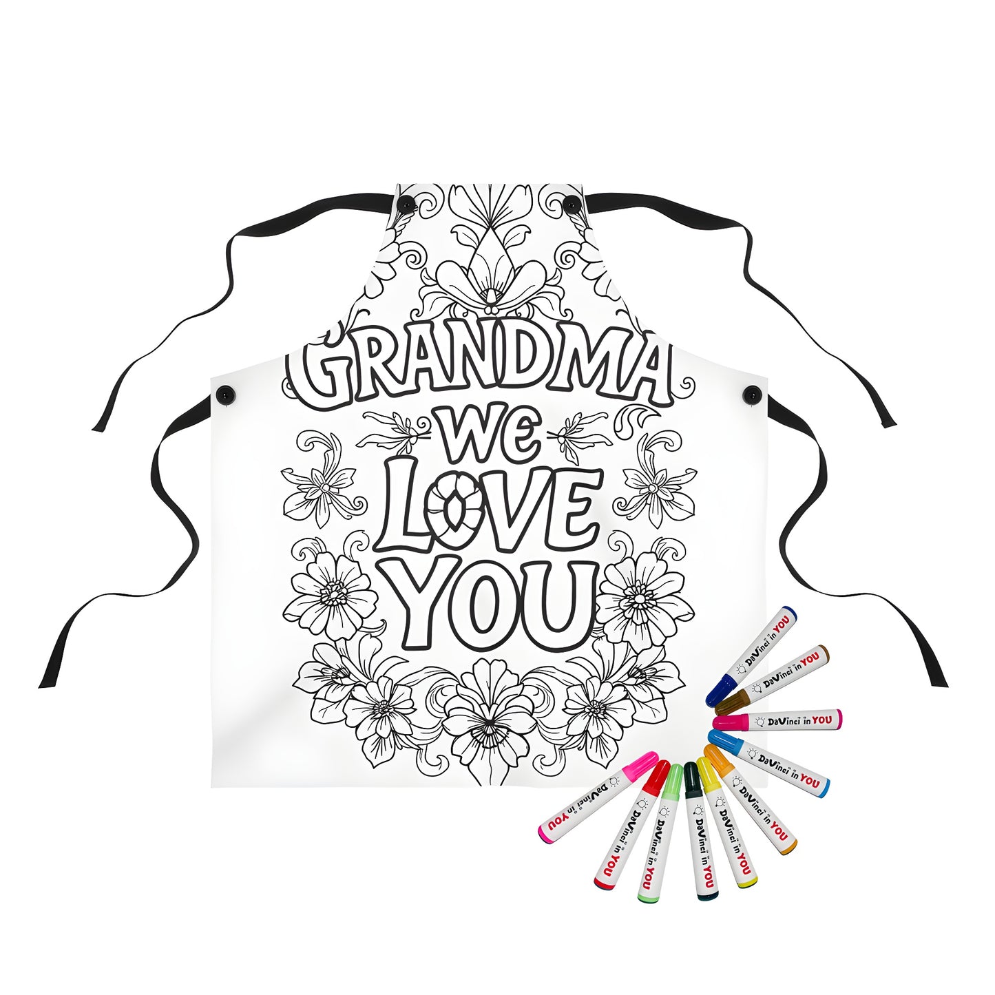 Aprons for grandmas, aprons for mom, colorful aprons with love quote and floral design