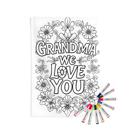 Indoor wall tapestries coloring kit with fabric markers - Grandmotherly love