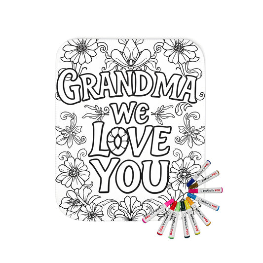 Cozy blanket with grandma design, grandmother theme, and loving phrases for a heartwarming gift or personal use.