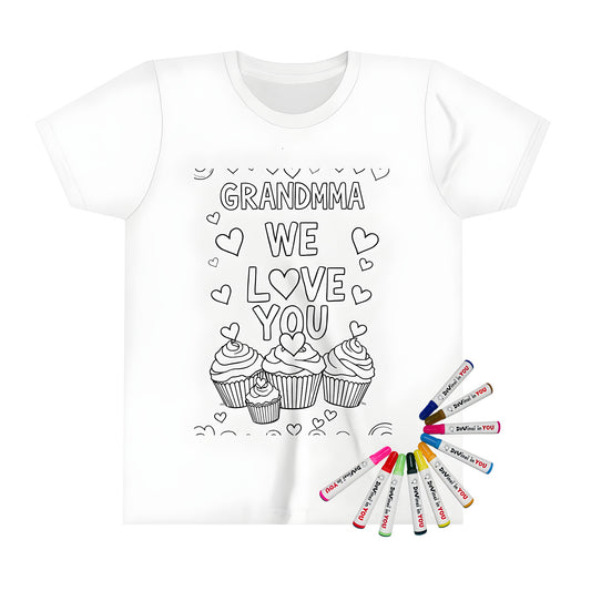 Coloring kit kid's t-shirt for Grandma appreciation day gift ideas with 10 fabric markers