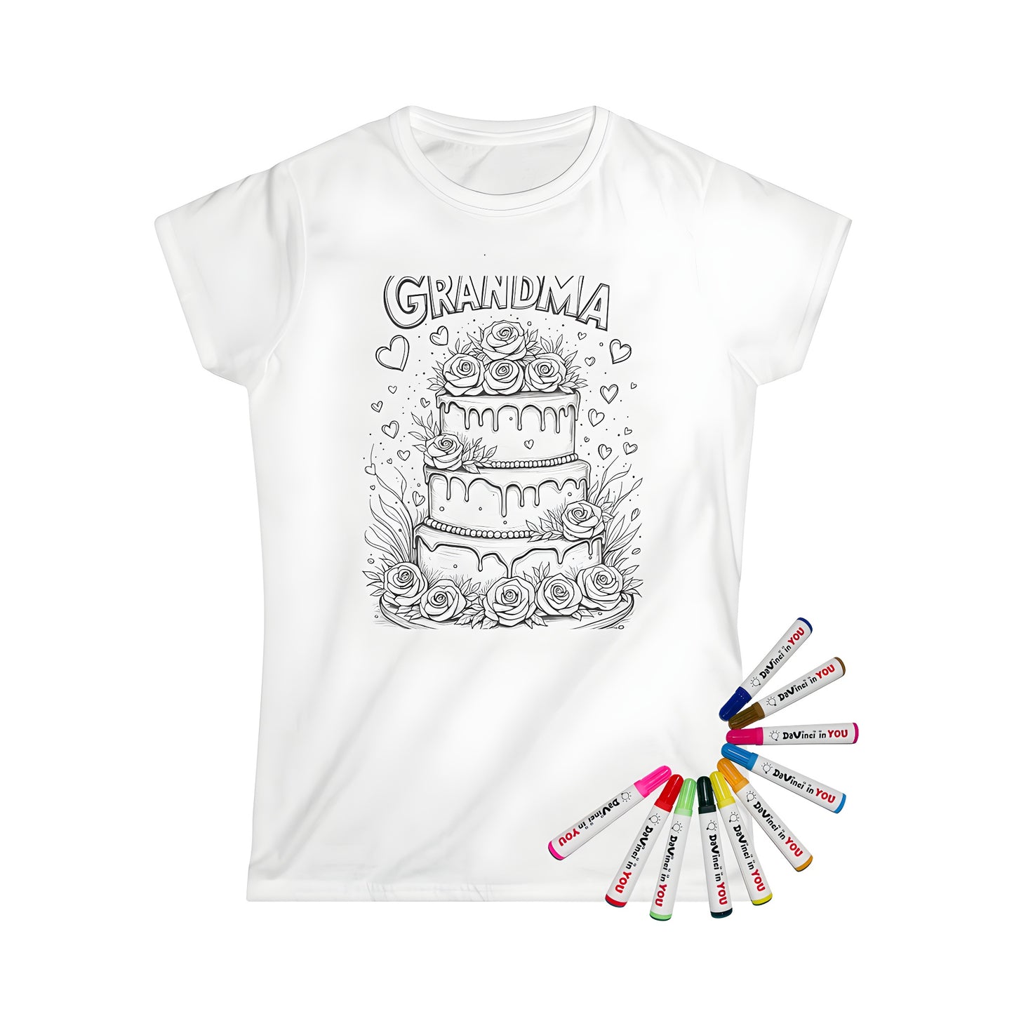 Women's Grandma-themed birthday cake graphic t-shirt