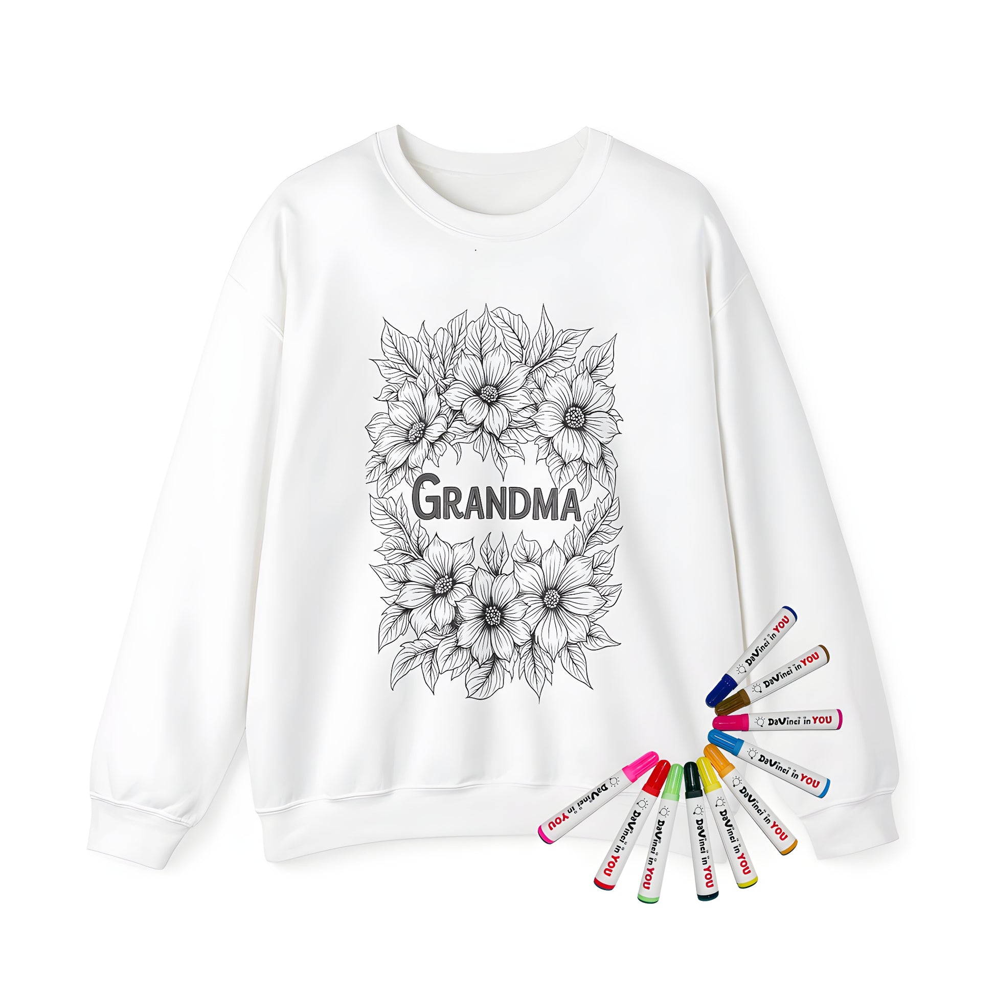 Adult sweatshirt featuring floral artwork for adults, flower power graphic t-shirt, grandma's garden t shirt design