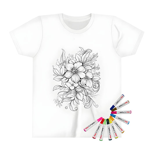 Colorful floral arrangement design on kid's t-shirt