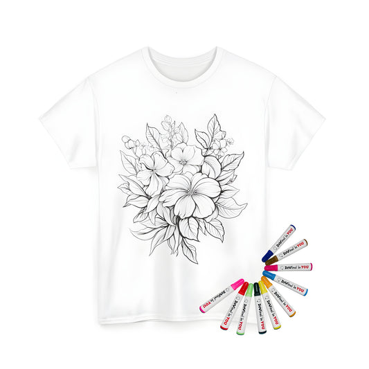 Unisex t-shirt with intricate flower arrangement design