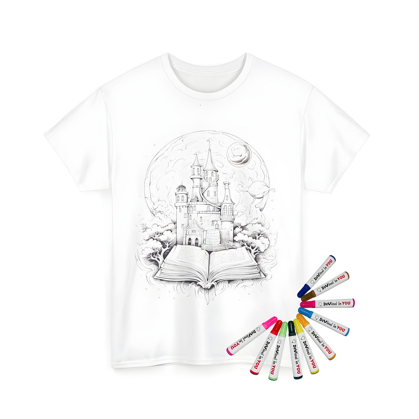 Enchanted castle shirt, fantasy t-shirt, magical kingdom tee, coloring page apparel