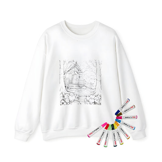 Cozy cabin in woods adult sweatshirt