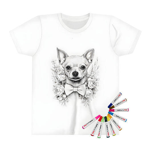 Chihuahua dog coloring page art on kids t-shirt