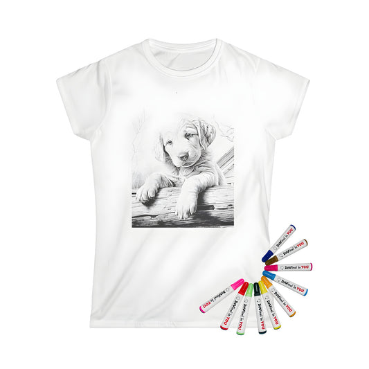 Women's t-shirt with adorable dog design featuring cute puppy illustrations