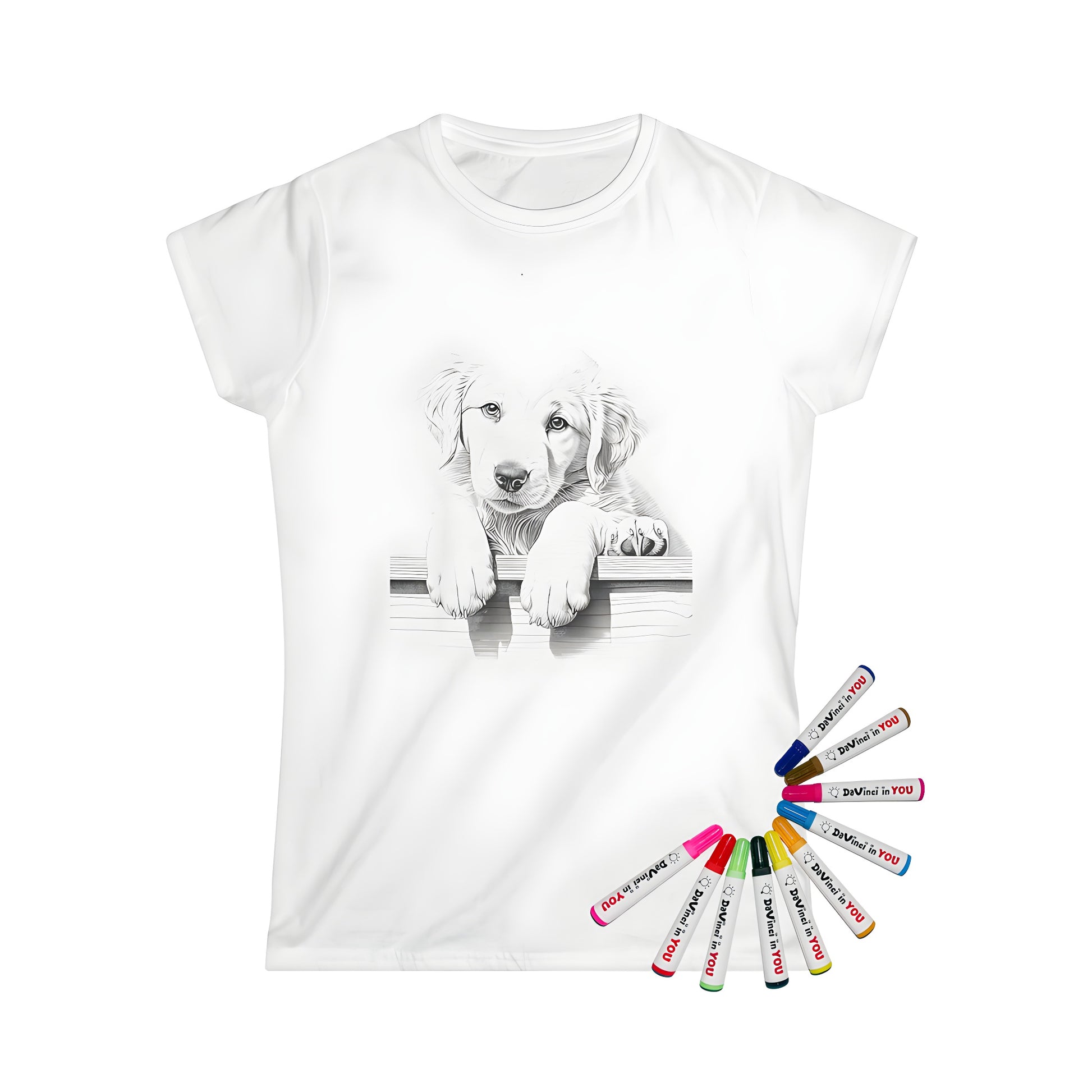 Women's t-shirt with cute puppy portrait design