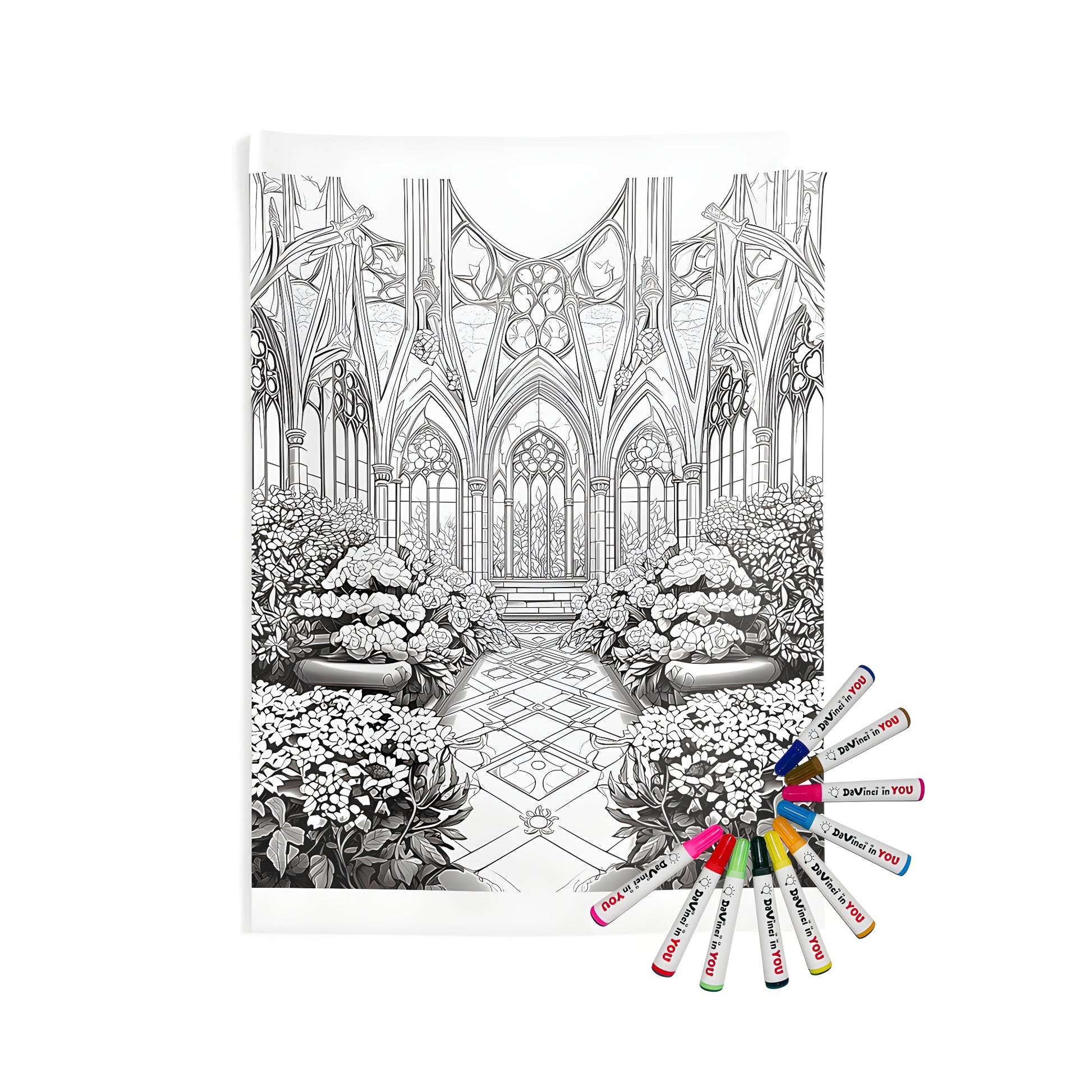 Gothic Castle Garden Indoor Wall Hanging, Castle Garden Art, Gothic Architecture Decor