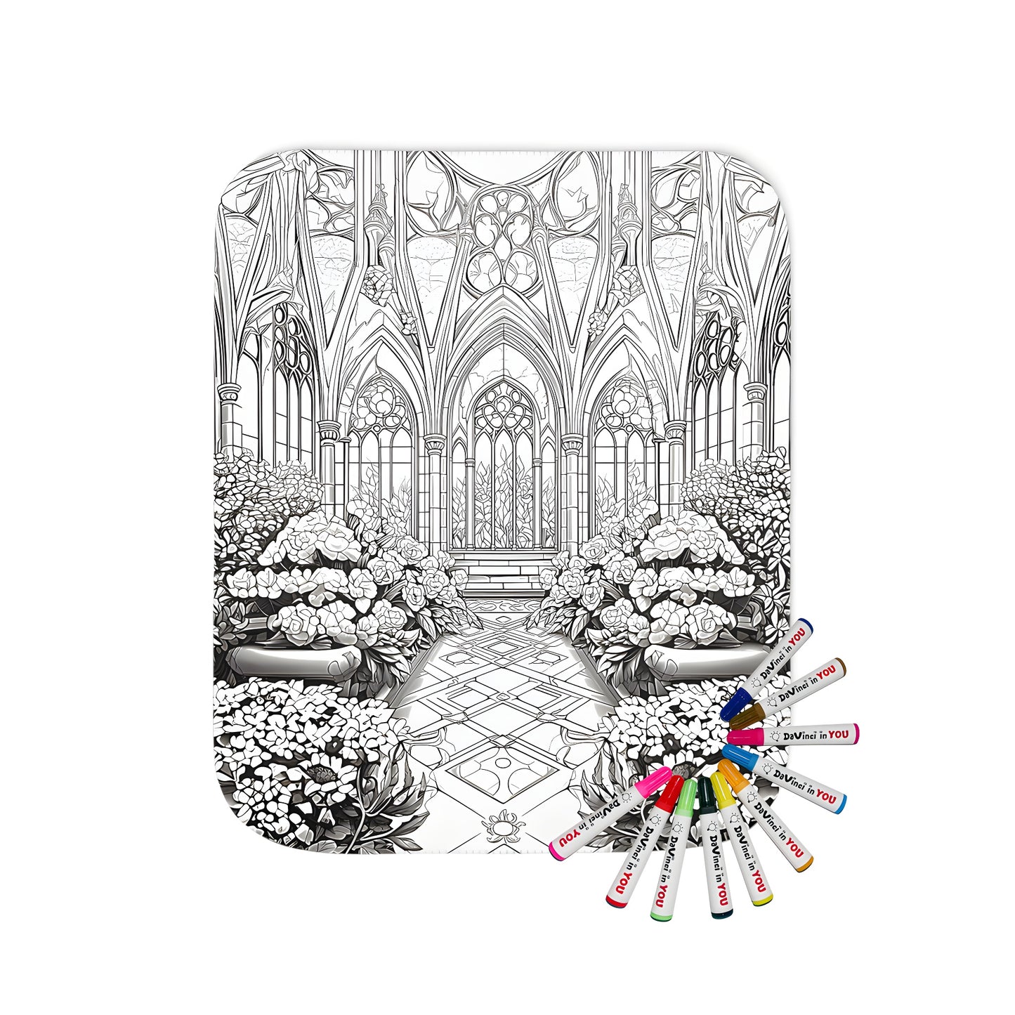 Intricate Gothic Castle Garden Design Blanket