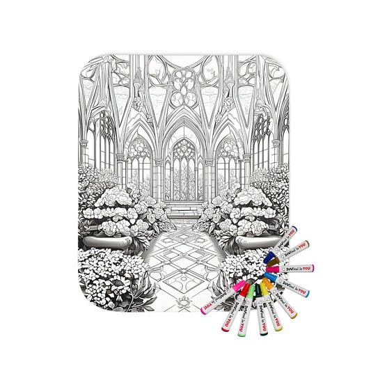 Intricate Gothic Castle Garden Design Blanket