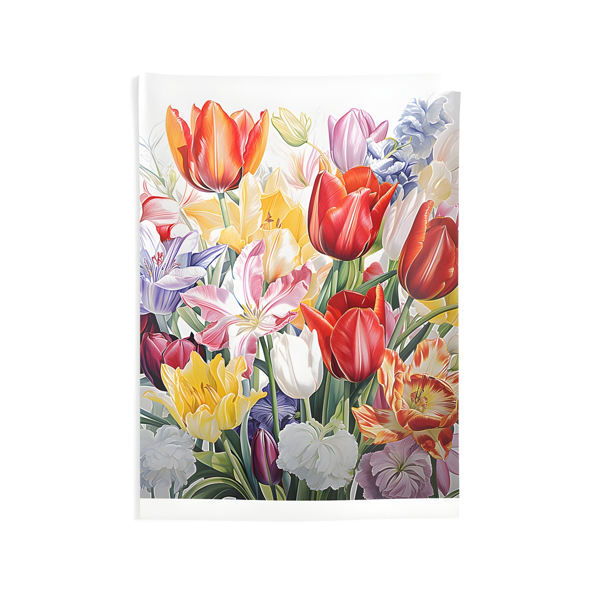 Indoor wall tapestry with vibrant tulip design