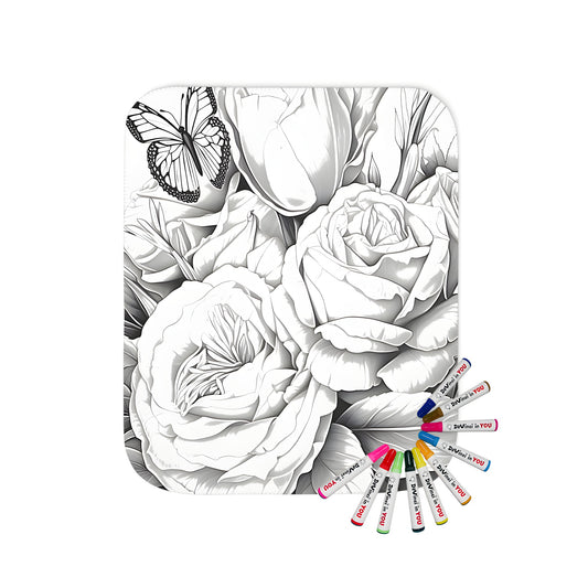 Beautiful floral blanket with intricate butterfly design