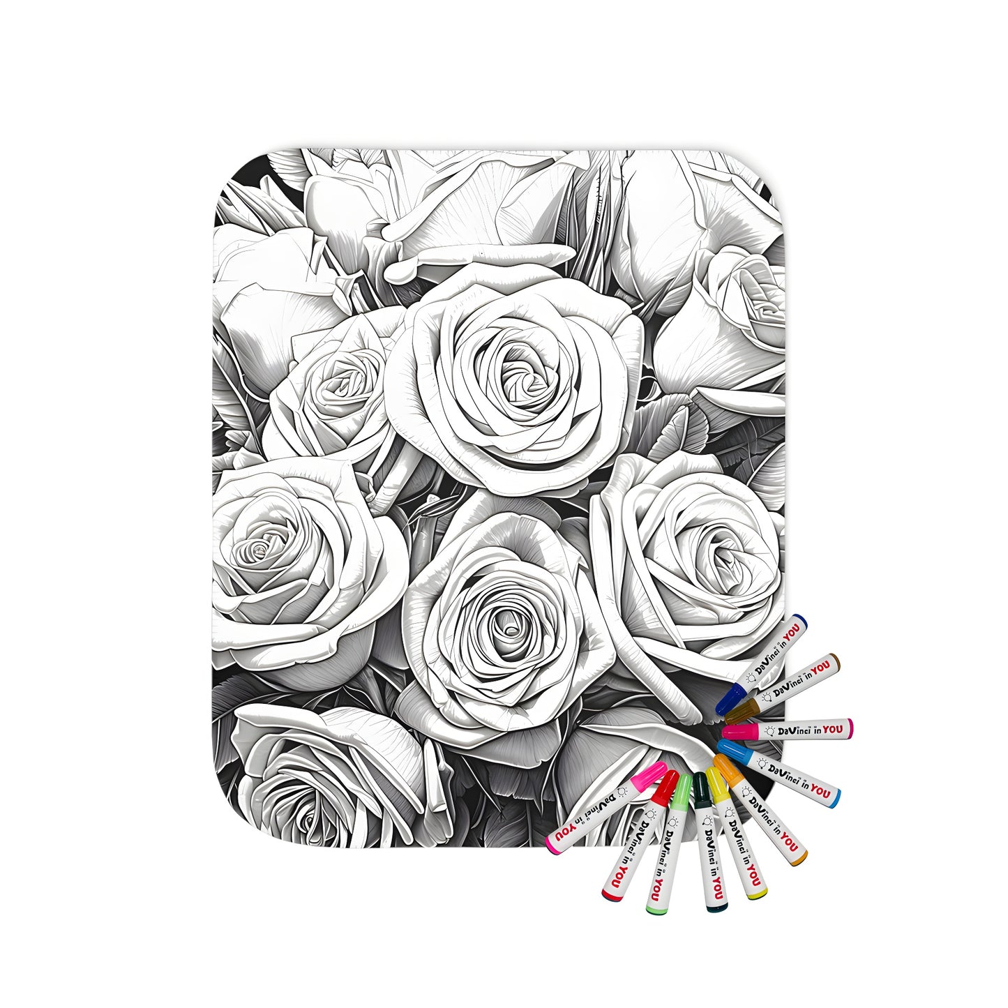 Blanket with floral bouquets and rose prints - Detailed illustration