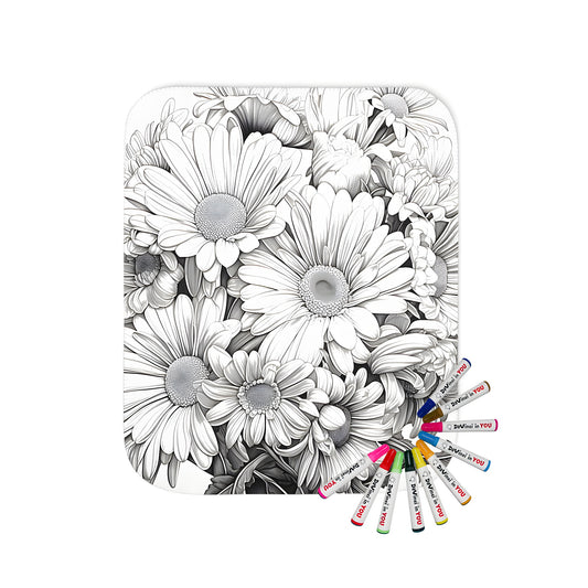 Colorful blanket with vibrant flowers, floral design, bouquet of sunflowers, hibiscus, and daisy-inspired pattern