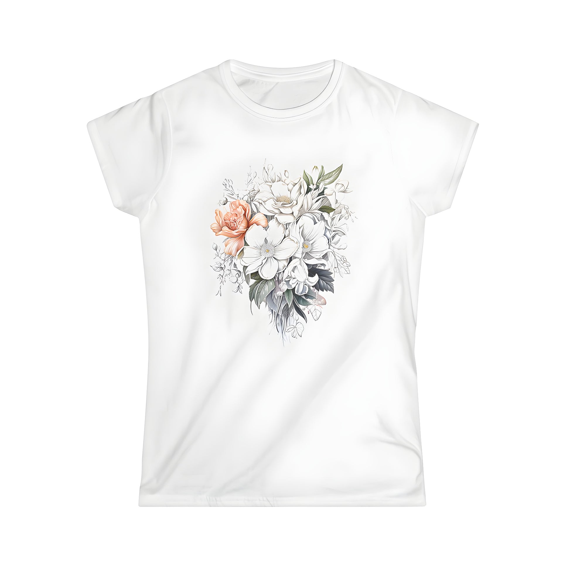 Women's T-shirt featuring a colorful floral bouquet illustration on a stylish women's t-shirt