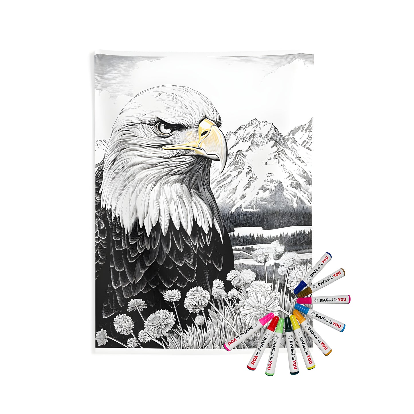 Indoor wall tapestries with bald eagle artwork