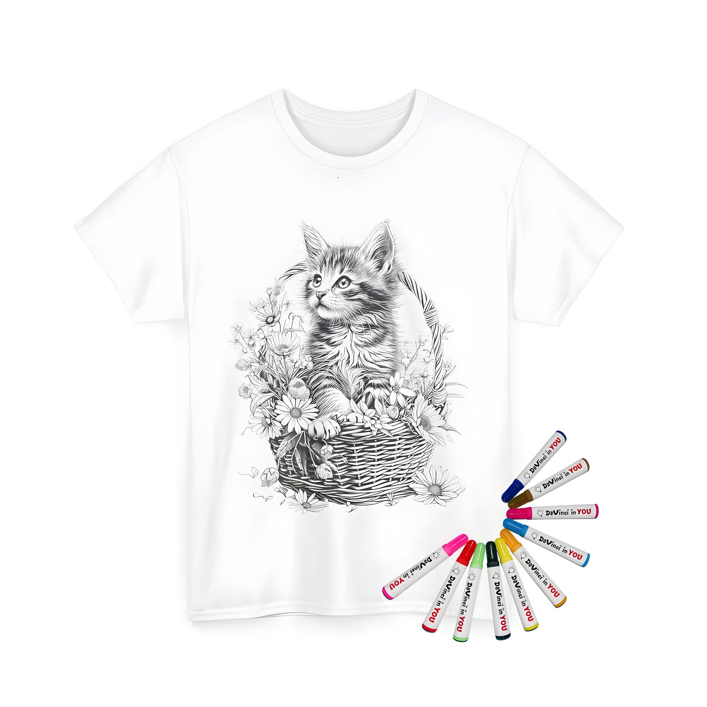 Cute kitten illustration on unisex t-shirt