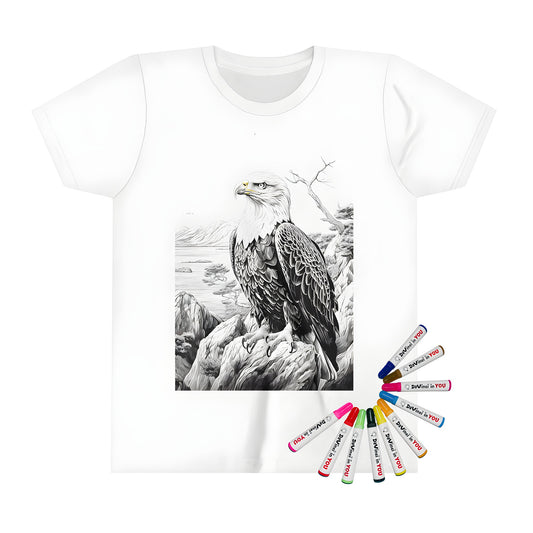 Coloring kit t-shirt with detailed eagle illustration