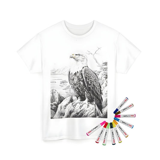 Eagle design t shirt coloring kit for kids with 10 fabric markers