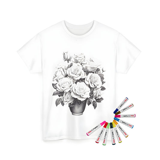 Unisex t-shirt with colorful bouquet illustration