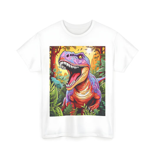 Colorful Dinosaur T-Shirt, Unisex Tee with Vibrant Jungle Print, Graphic Tee