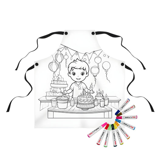 Birthday themed apron with colorful party design