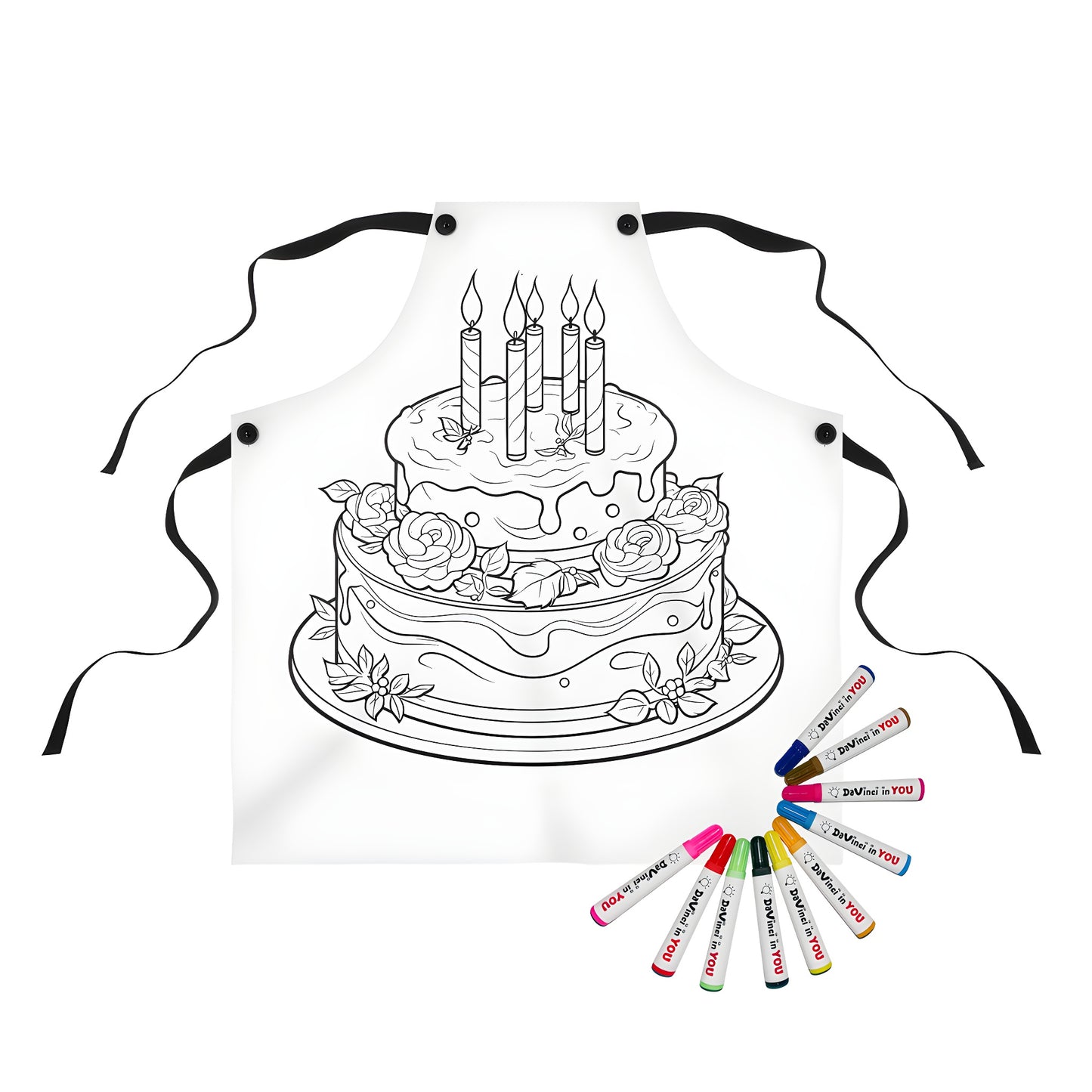 Coloring apron with birthday cake and candles illustration