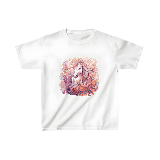 Vibrant horse illustration on kids t-shirt