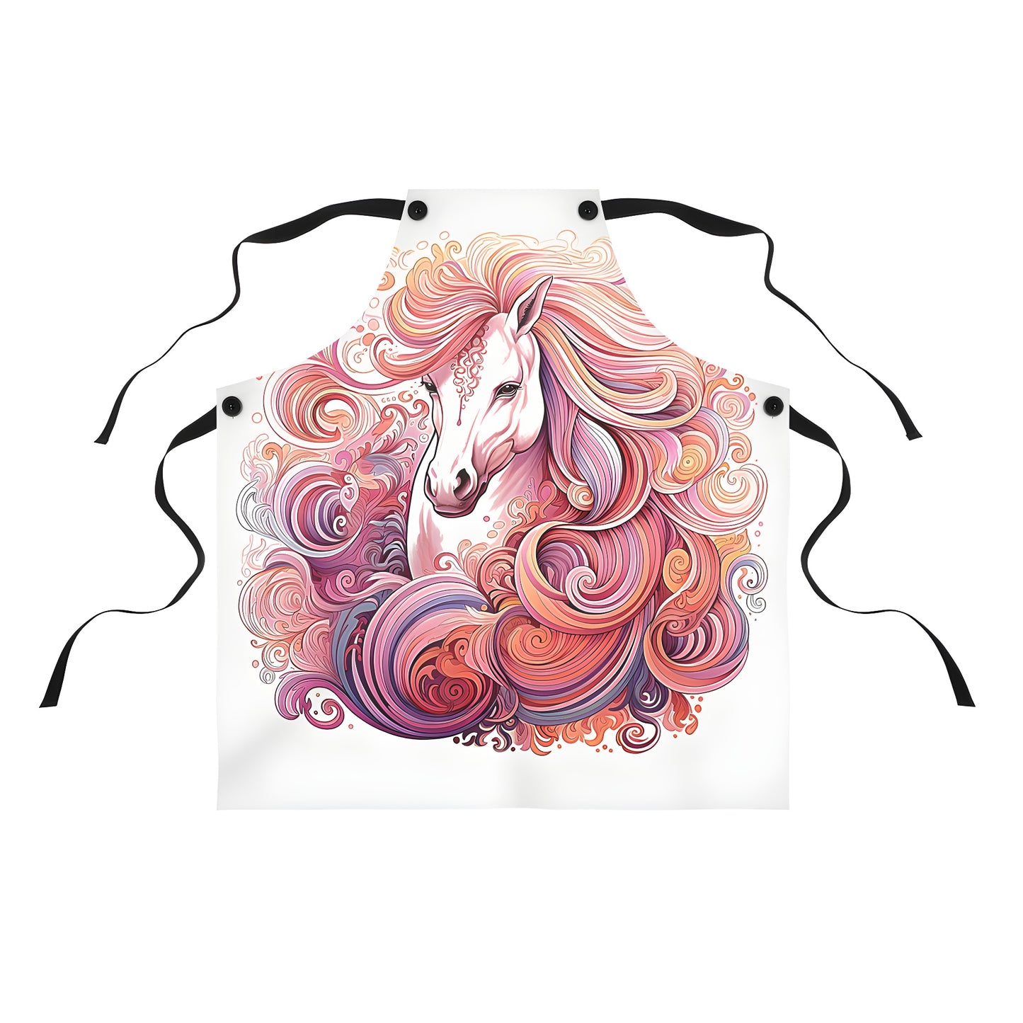 Vibrant horse mane apron illustration