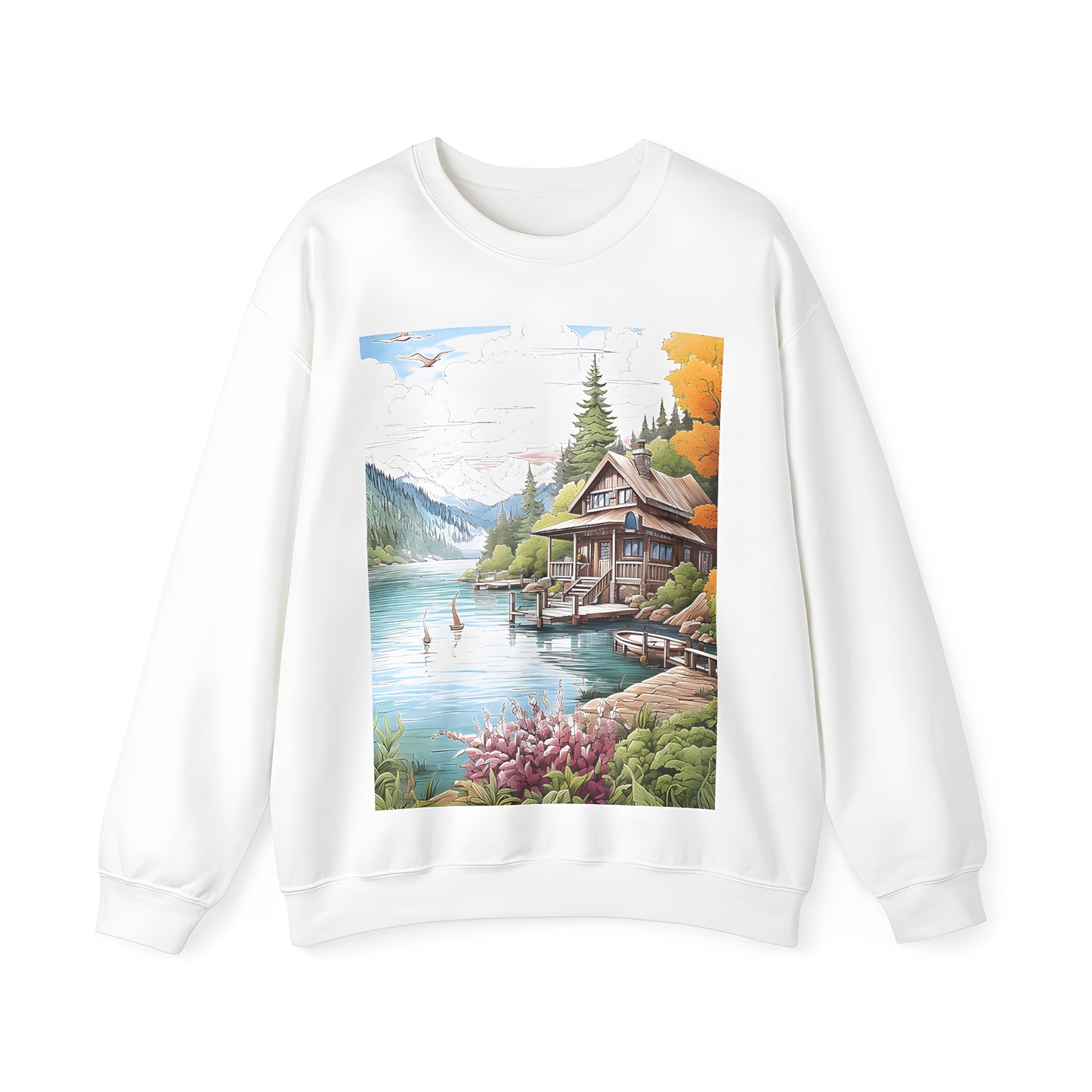 Cozy Lakeside Getaway Graphic Adult Sweatshirt