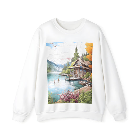 Cozy Lakeside Getaway Graphic Adult Sweatshirt