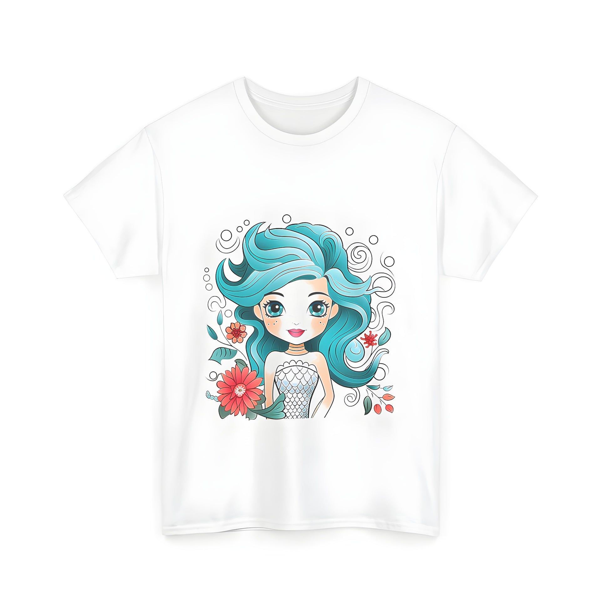 Whimsical mermaid illustration on unisex t-shirt