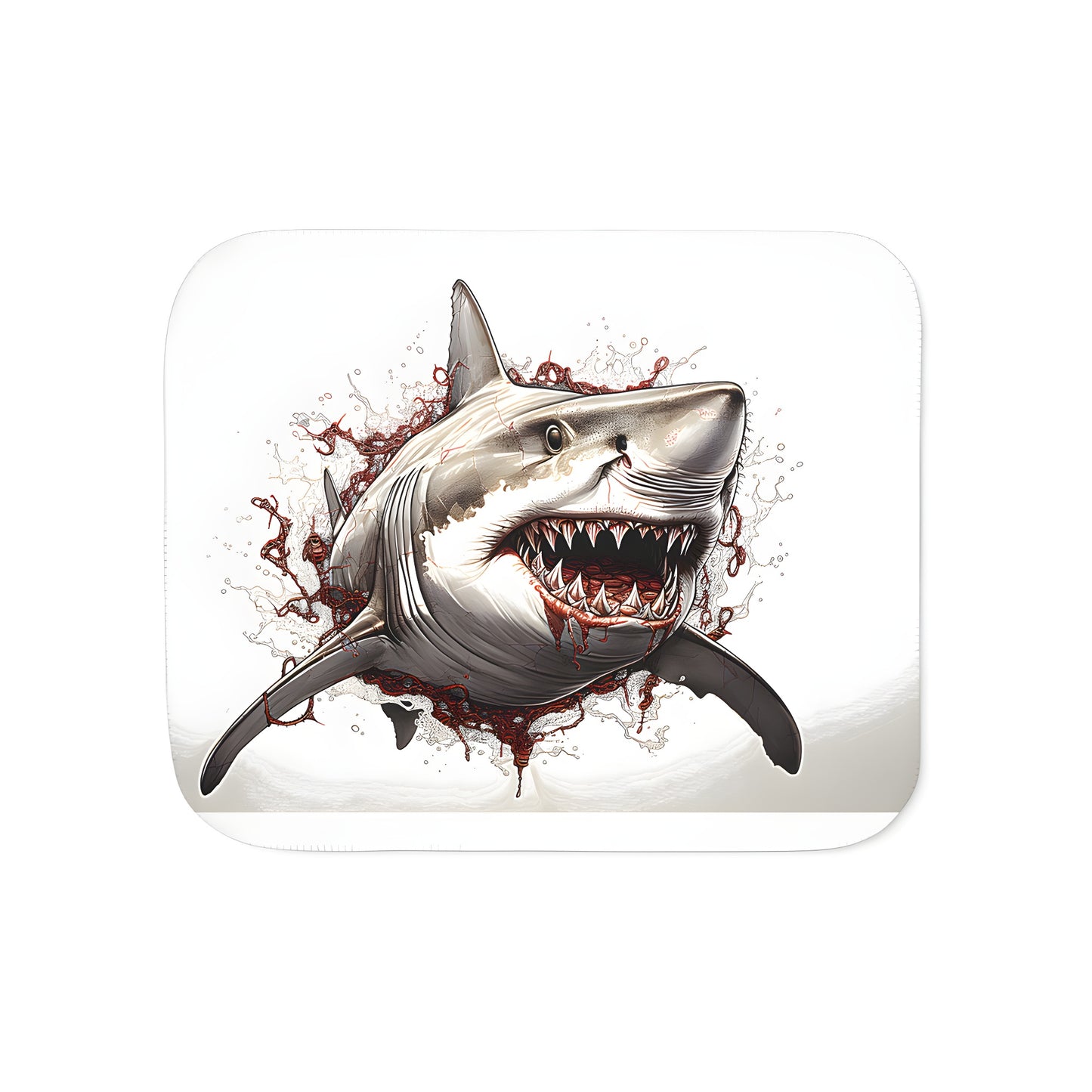 Colorful Shark Design Blanket, Fierce Great White Fin Blankets, Sharp Toothed Water Blankets