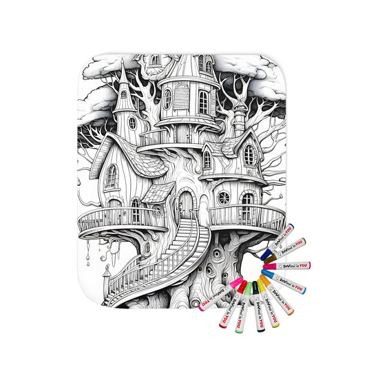 Whimsical Fantasy Treehouse Enchantment Blanket