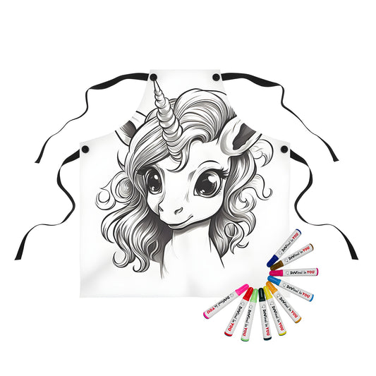 Colorful apron featuring a whimsical unicorn-inspired design