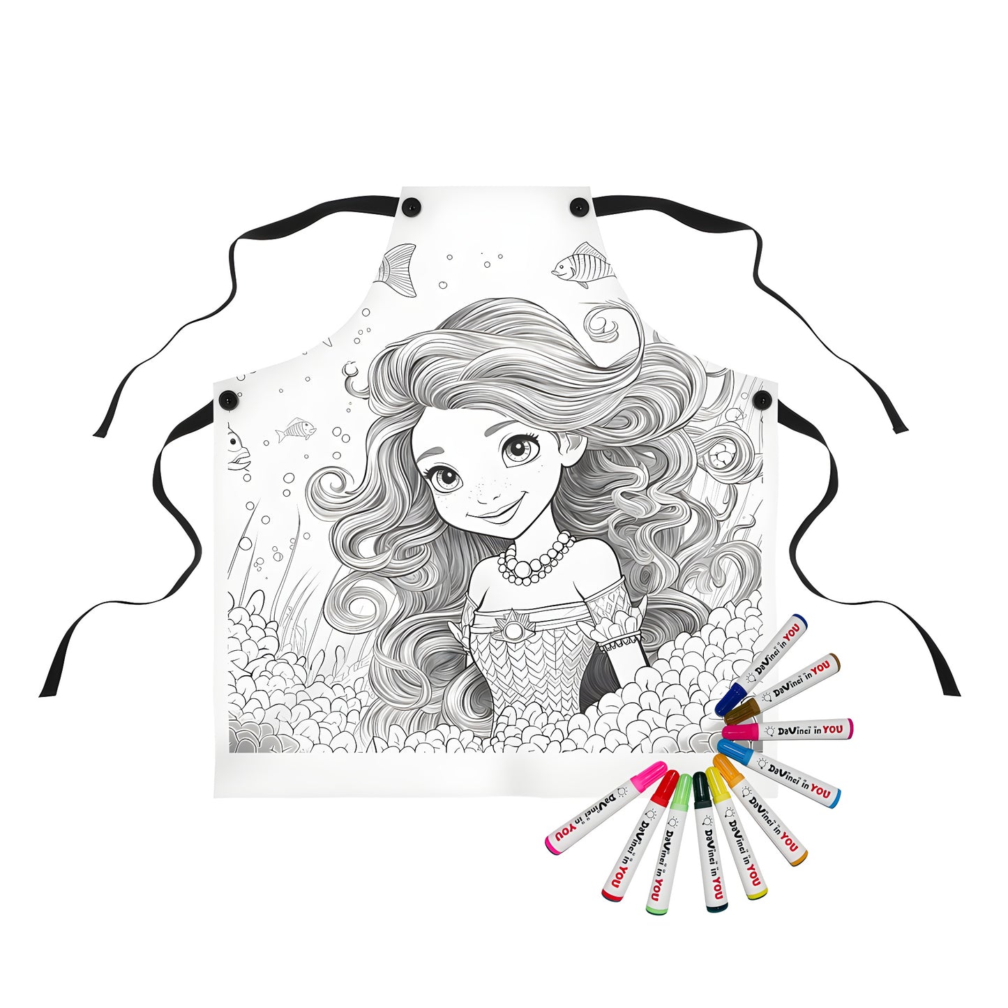 Apron with mermaid princess coloring page design