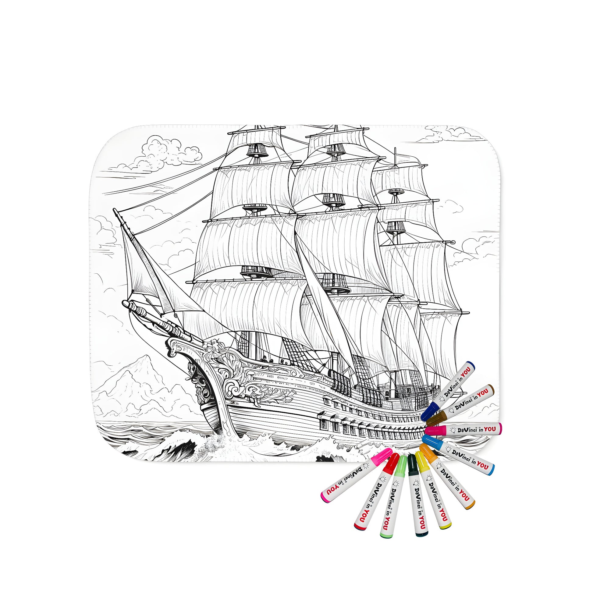 Cozy blanket with a detailed sailing ship design and vibrant colors