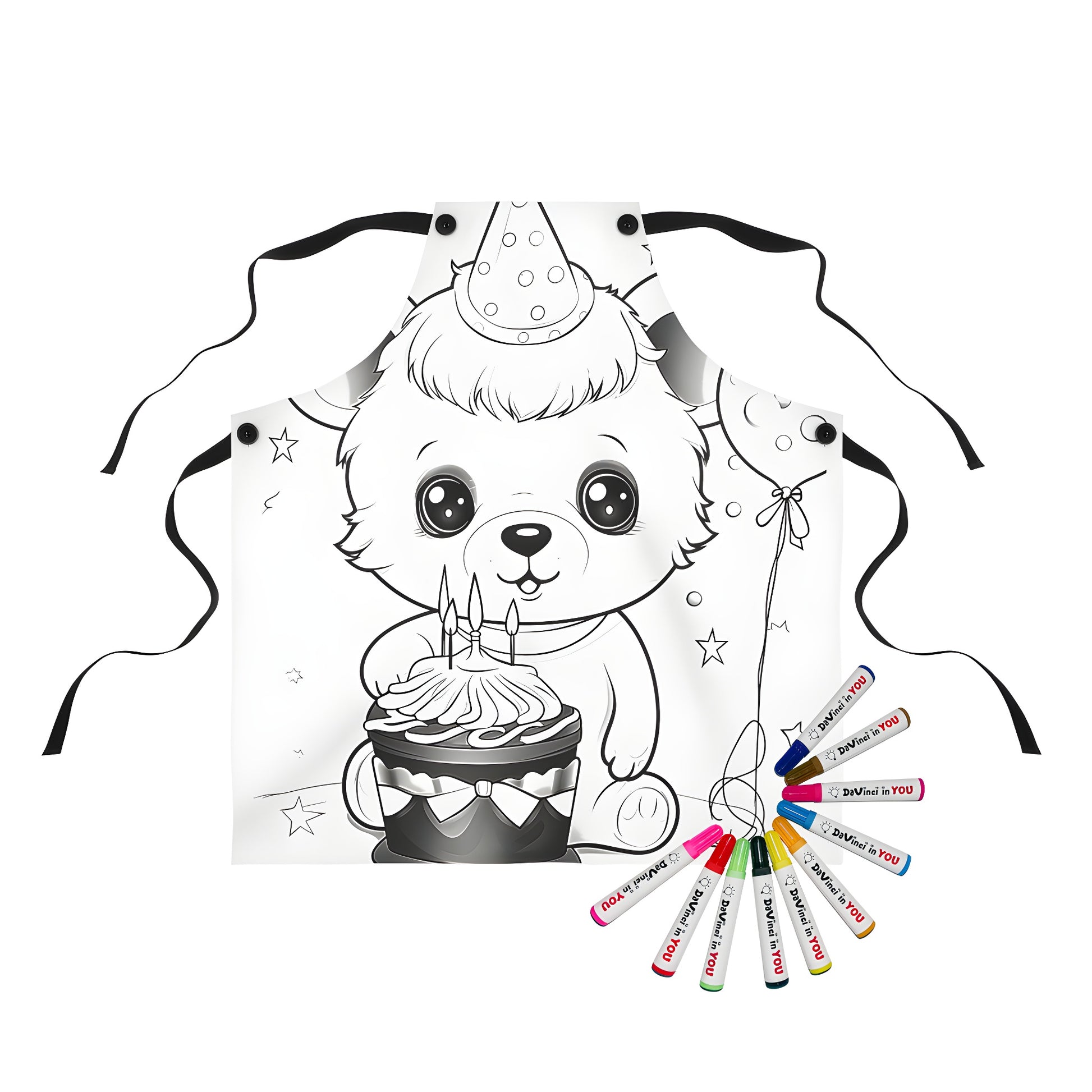 Aprons with bear wearing party hat designs