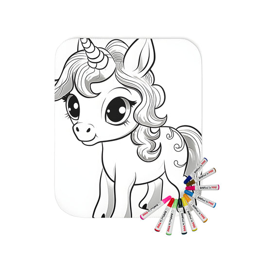 Cute baby unicorn blanket coloring kit fabric markers