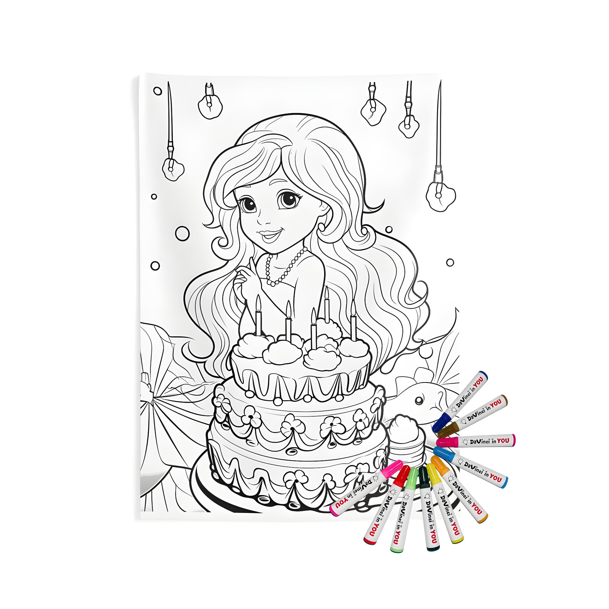 Birthday-themed wall tapestry for kids' room decor