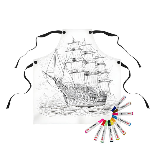 Apron with vintage sailing vessel print