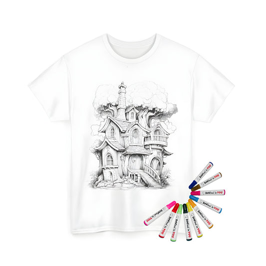 Whimsical treehouse illustration t-shirt